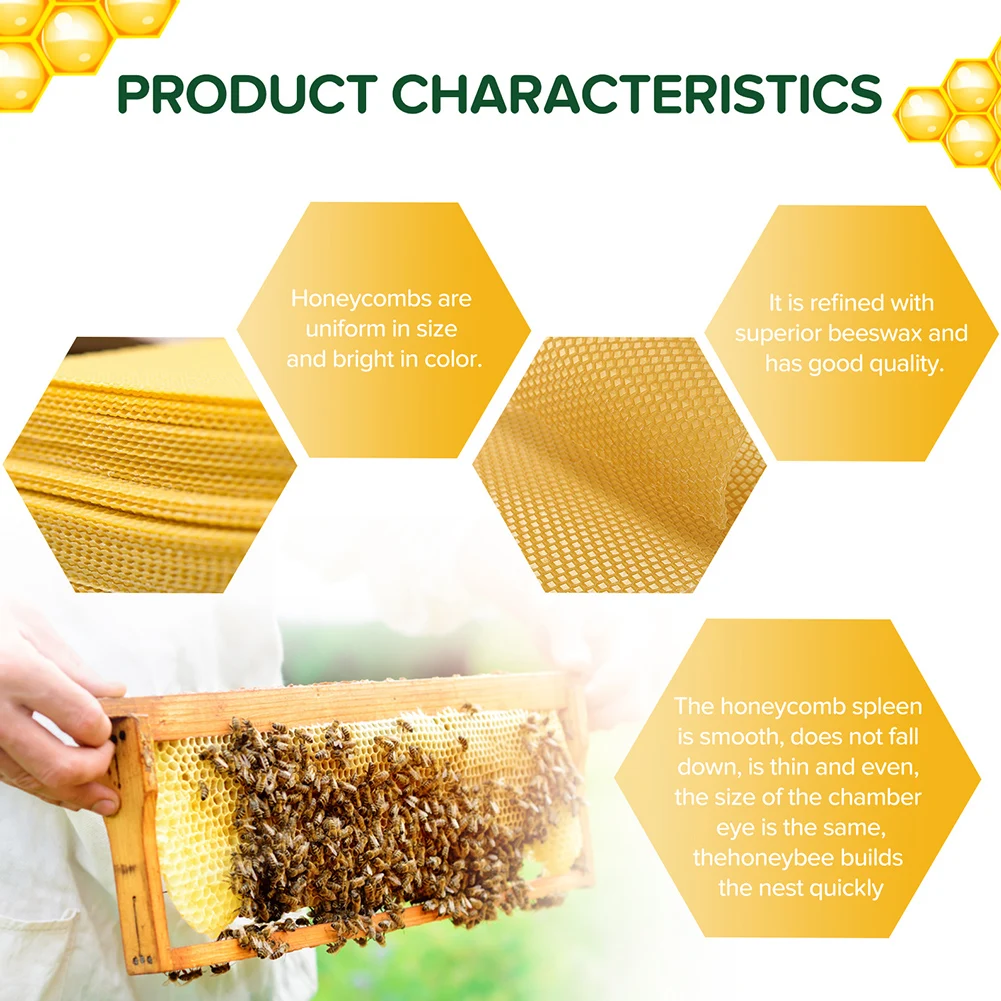 Natural Beeswa Sheets Wax Foundation Bee Hives Kit Honeybee Nest Base Wax Flake for Beekeeping/Candle Making/Furniture Polishing