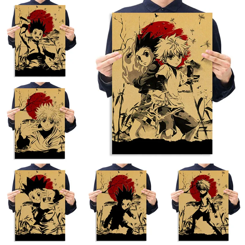 Японское аниме Hunter X Killua Gon Hisoka постеры из крафт-бумаги винтажный плакат на стену