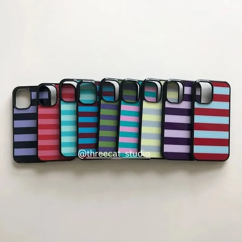 รูปสินค้า เคส iPhone ลายเส้นสีสันสดใส ป้องกันตกกระแทก สไตล์เกาหลี