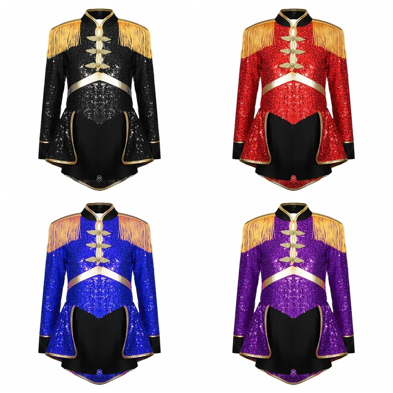 Cosplay Costume Girls Carnival Dress-up Theme Party Sequins Tuxedo Tailcoat Bodysuit