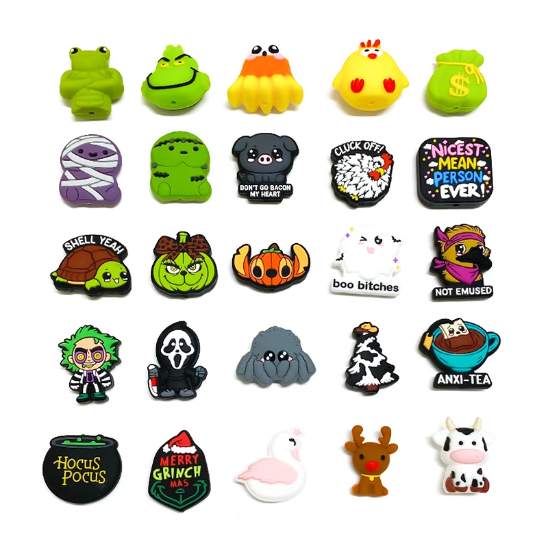 10pcs New Teacher Silicone Beads Cartoon Focal Bead For Jewelry Making DIY Pacifier Chain Bracelets Necklace Accessorie silicone beads silicone jewelry accessories