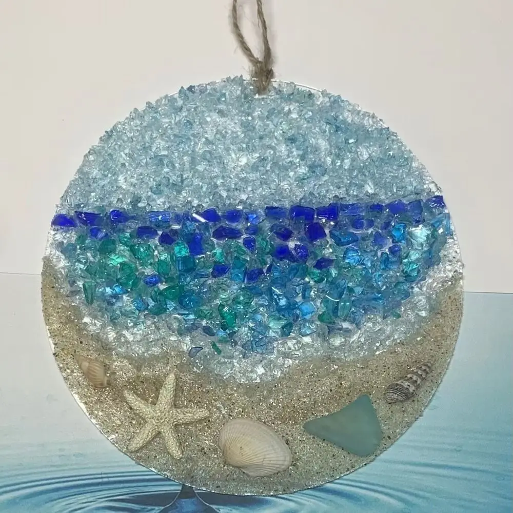 Round Sun Catcher Memorial Crafts Starfish Acrylic Couple Crashing Wave Pendant Shell Conch Beach Ornament natural shell ornaments resin starfish ornaments