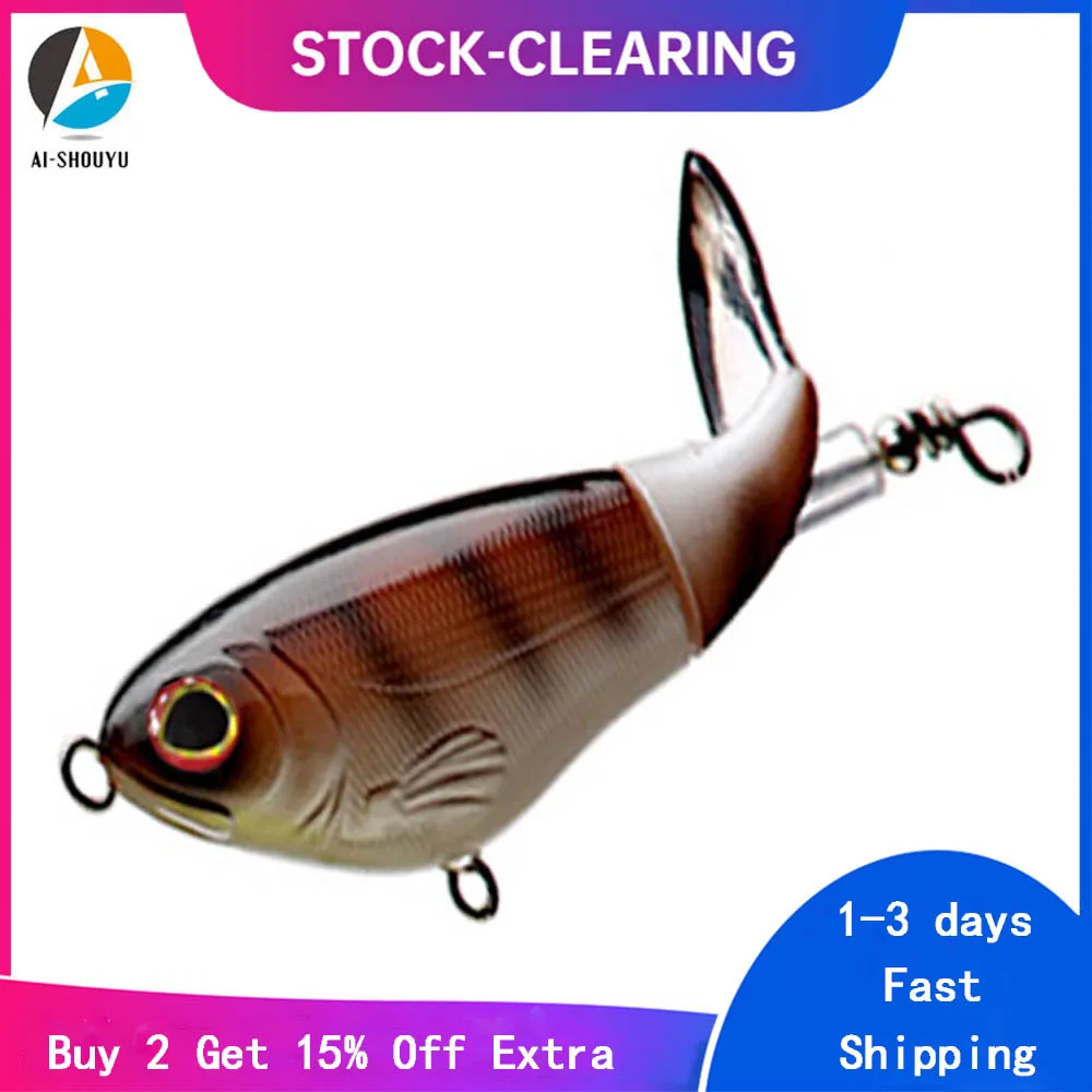 

1Pcs Wobbler 75mm/17g Topwater Fishing Lure Artificial Floating Hard Bait Poper Rotating Tail Fishing Tackle