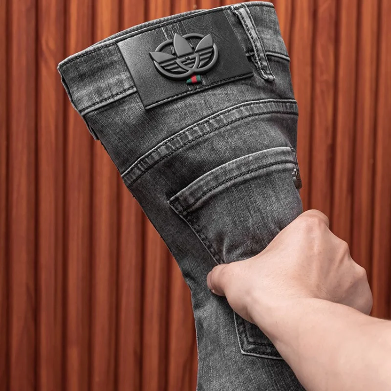 Summer New 2024 Jeans Men's Affordable Luxury Fashion High-End Quality Slim-Fitting Small Straight Stretch All-Matching Skinny P