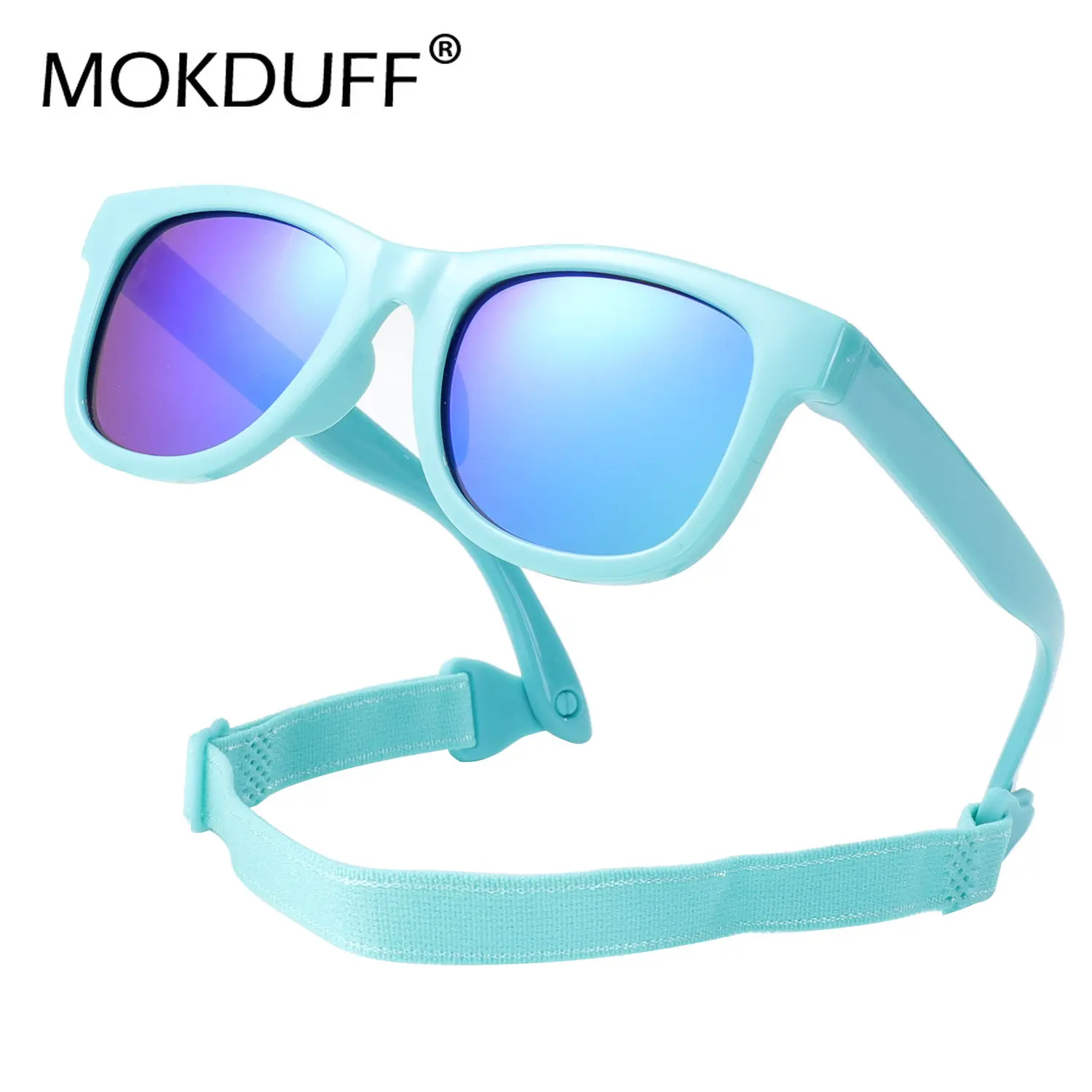 0-2 Year Baby Polarizrd Sunglae with Belt Flexible Durable Square Silicone Frame Mirrored UV400 Len Eyewear for_voghion.com