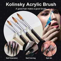2PC Nail Acrylic Brush 100%Kolinsky Sable Acrylic Brush UV Gel Carving Pen Brush Liquid Powder DIY Nail Drawing Nail Art Brushes 2