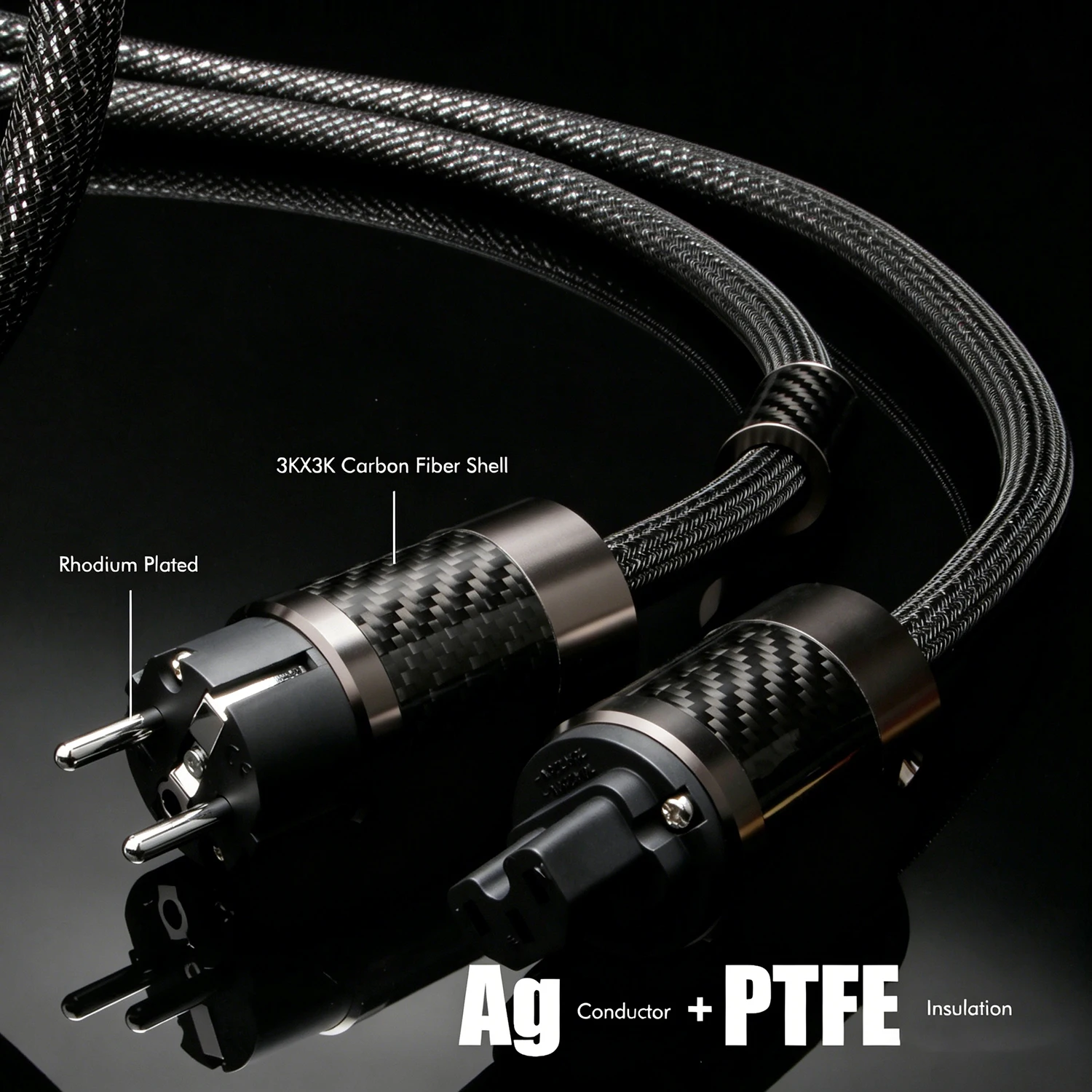 Hifi 순수 실버 전원 케이블 미국/EU Schuko 전원 코드 Audiophile AC 전원 와이어 탄소 섬유 플러그가있는 실버 쉴드 Sweet Sound