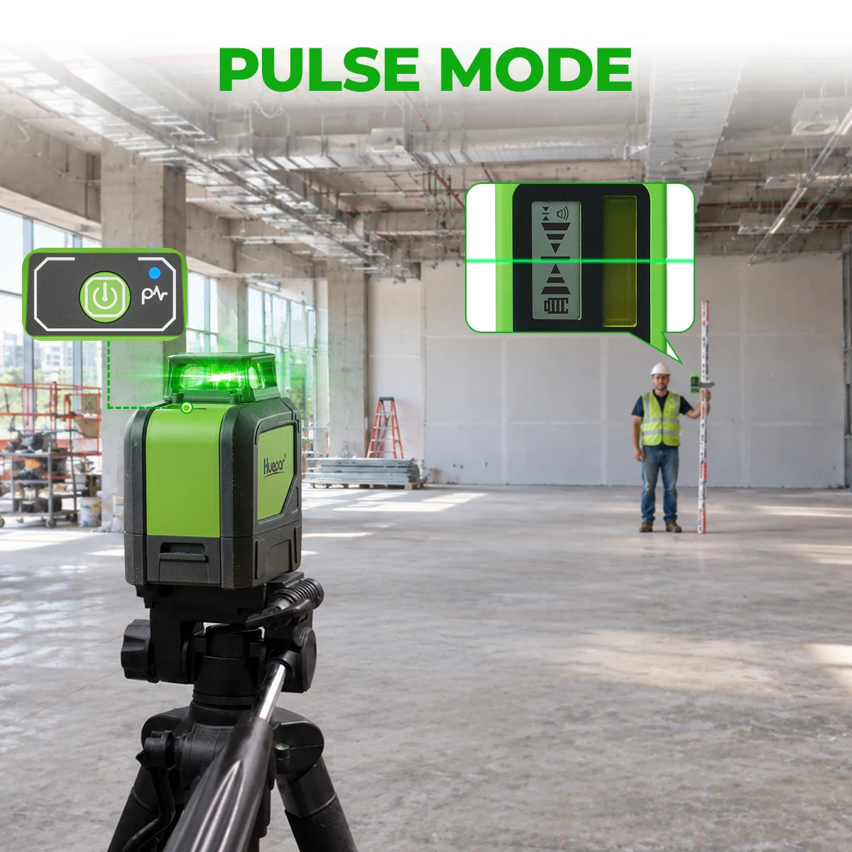 Huepar 8 Lines Laser Level 360° Cross Line Self-leveling Horizontal & Vertical Line Laser Tool With Laser Receiver and Tripod