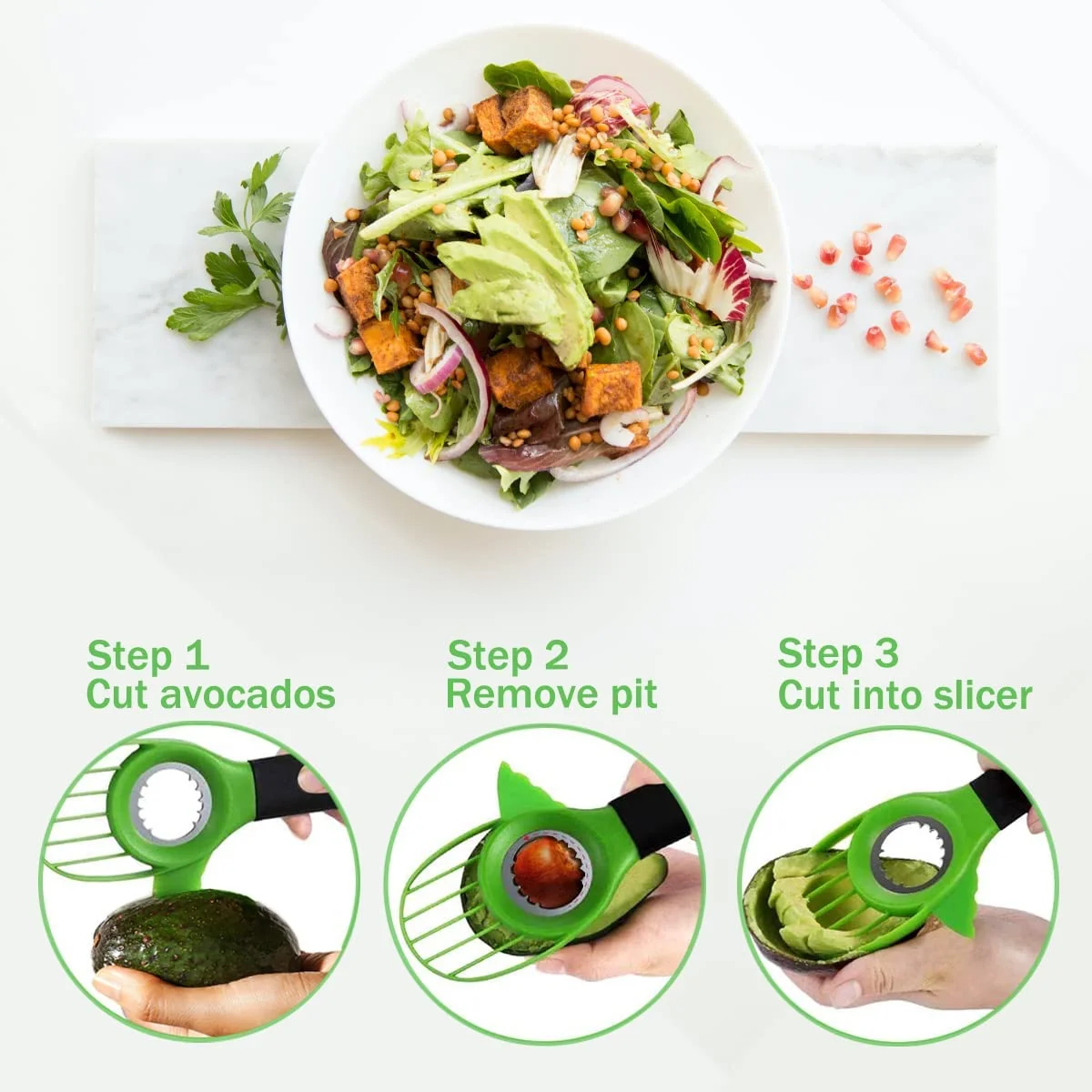 Avocado Peeler 3 In 1 Avocado Slicer Tool - Three in One Avocado Slicer -  Green Avocado Cutter and Scooper for Fruits & Vegetable - Peel Avocado  Slicer Pitter - Plastic Avocado Knife joyrider 