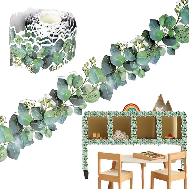 

Eucalyptus Border Bulletin Board Exquisite 1 Roll Practical Bulletin Board Decorative Paper Leaves Greenery Wall Decoration