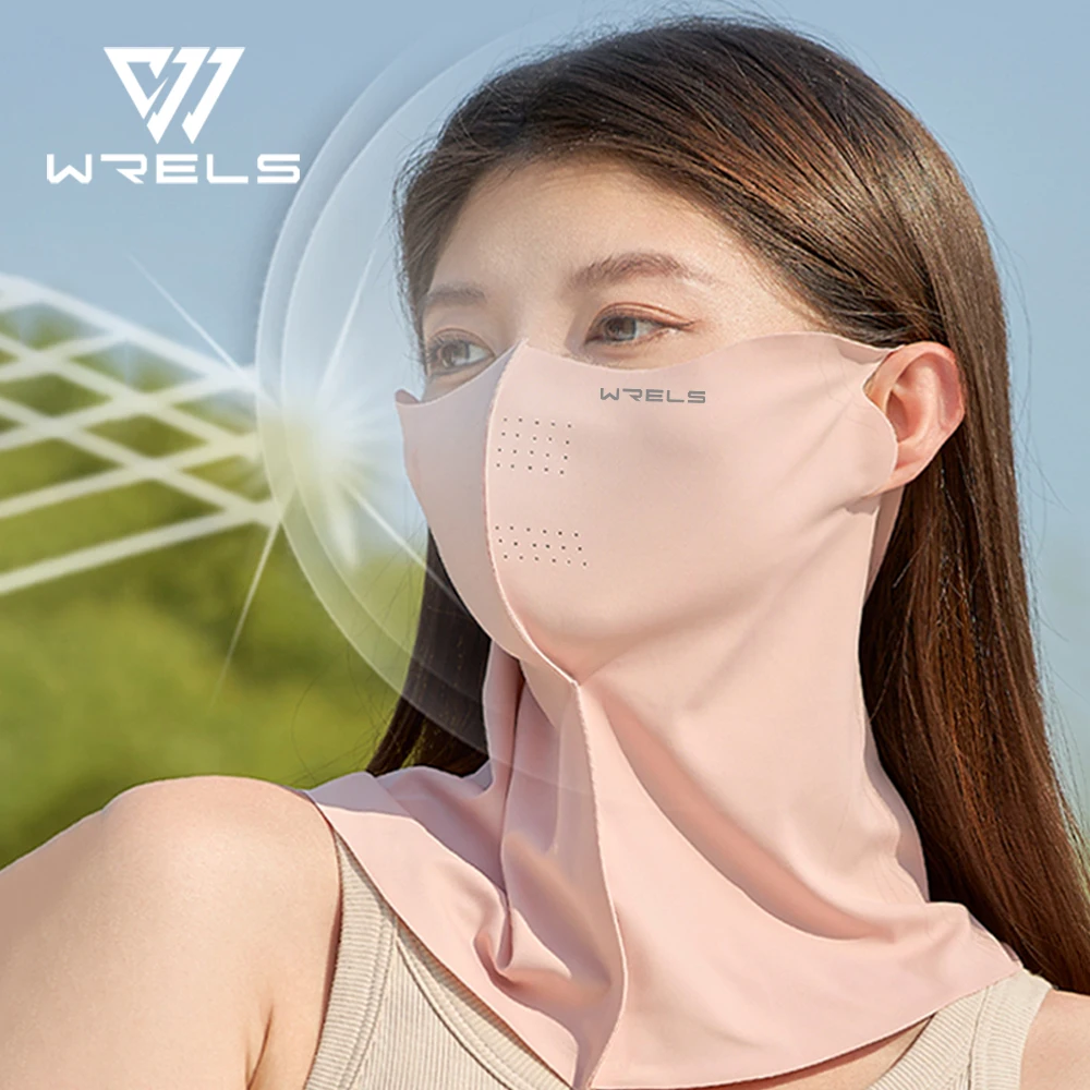 WRELS Ice Silk UV Protection Mask for Bicycle Breathable Ear Loop Mask Cooling Scarf Women Outdoor Sports Hiking Face Mask