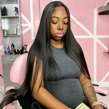 30 40 42 Inch Bone Straight Hd Lace Frontal Wig 13X4 Transparent Lace Front Pre Plucked 100% Human Hair For Women With Baby Hair 1