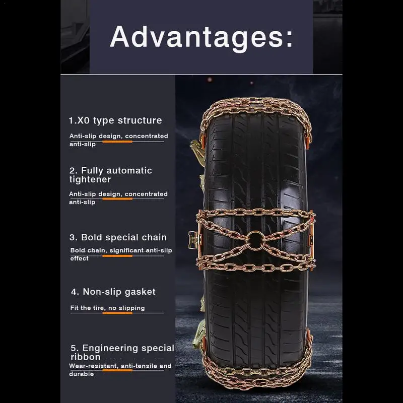 Universal Winter Anti Skid Snow Chains Outdoor Emergency Automobile Tire Crawler Anti-Slip Chain Automotive Wheels Accessories