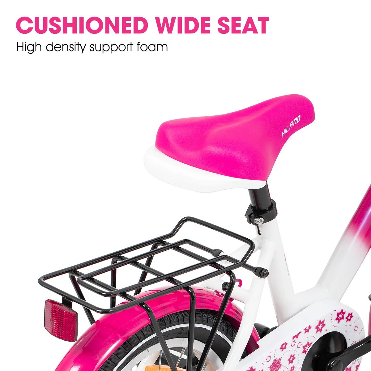 HILAND Kids Bike for Boy and Girl Ages 2-7 Years Old, 12 14 16 Inch Toddlers Bicycle with Training Wheels Bell Rear Rack 5