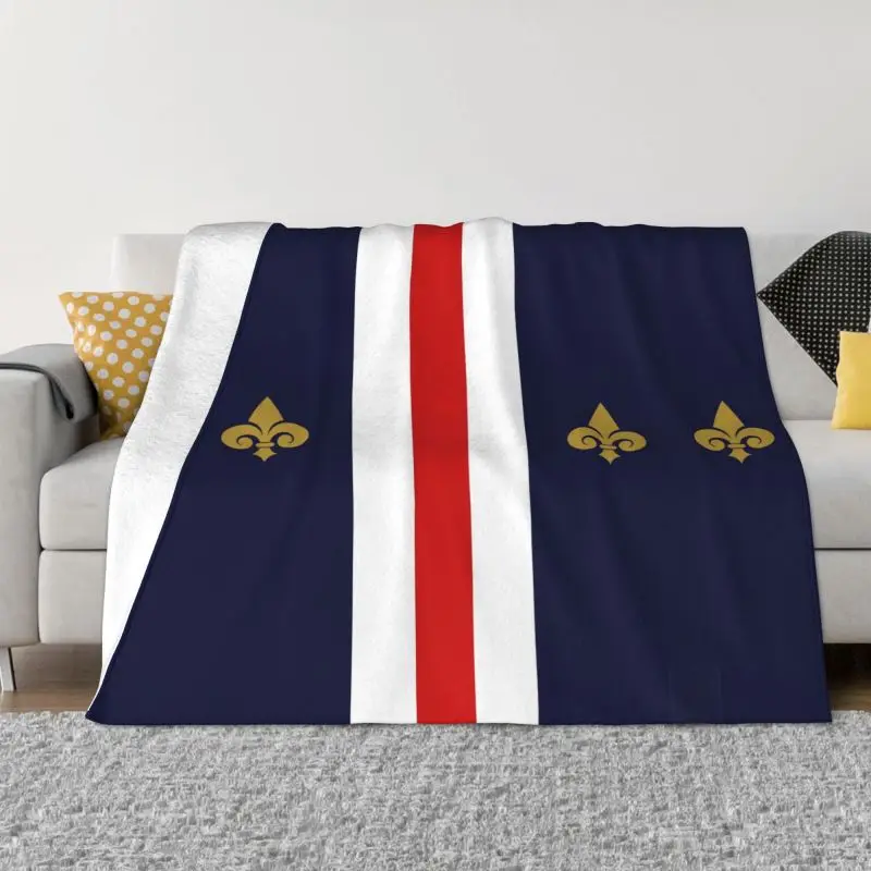 

Fleur De Lis France French Flag Blankets Warm Flannel Fleur-De-Lys Lily Flower Throw Blanket for Home Bedroom Sofa 1