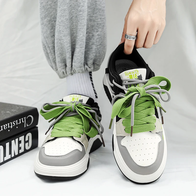 Men's Casual Sneakers Flat Skateboard Shoes for Men Original Free Shipping Male Sports Running Shoes Green Orange Fashion Tenis