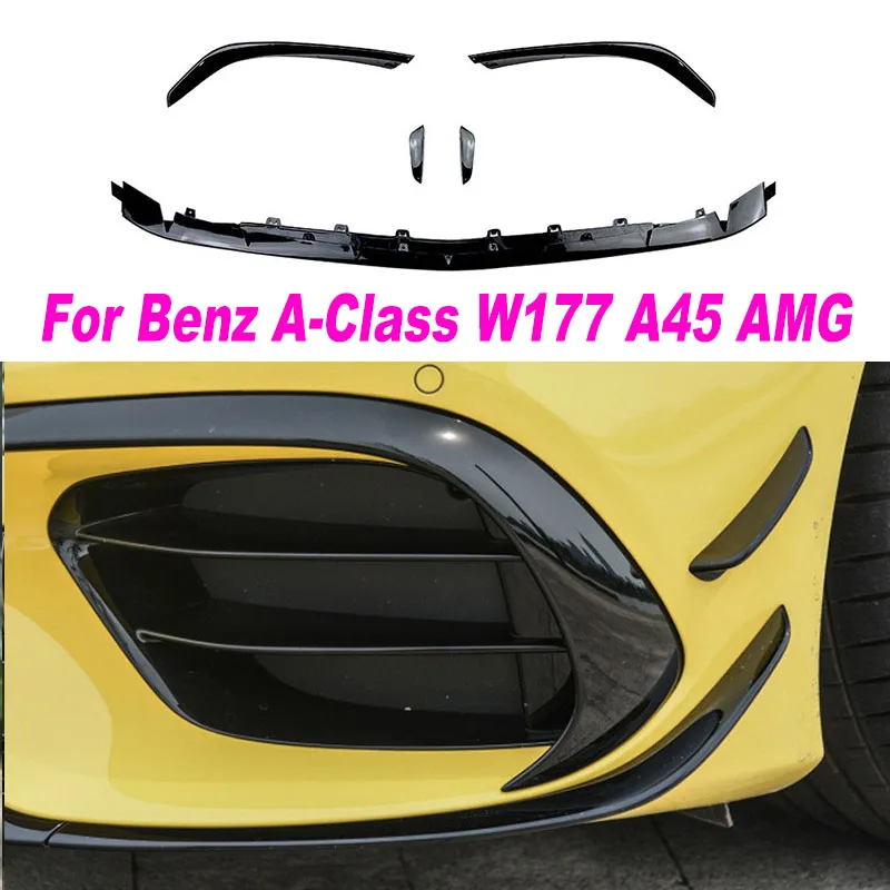 For Mercedes-Benz A- Class W177 A45 Amg Front Bumper Front Air Knife Sports Air Force Kit Air Knife Exterior Modification