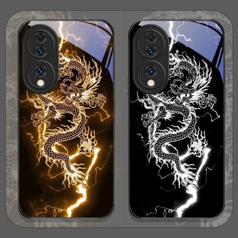 Creative Dragon Pattern Tempered Glass Phone Case Cover