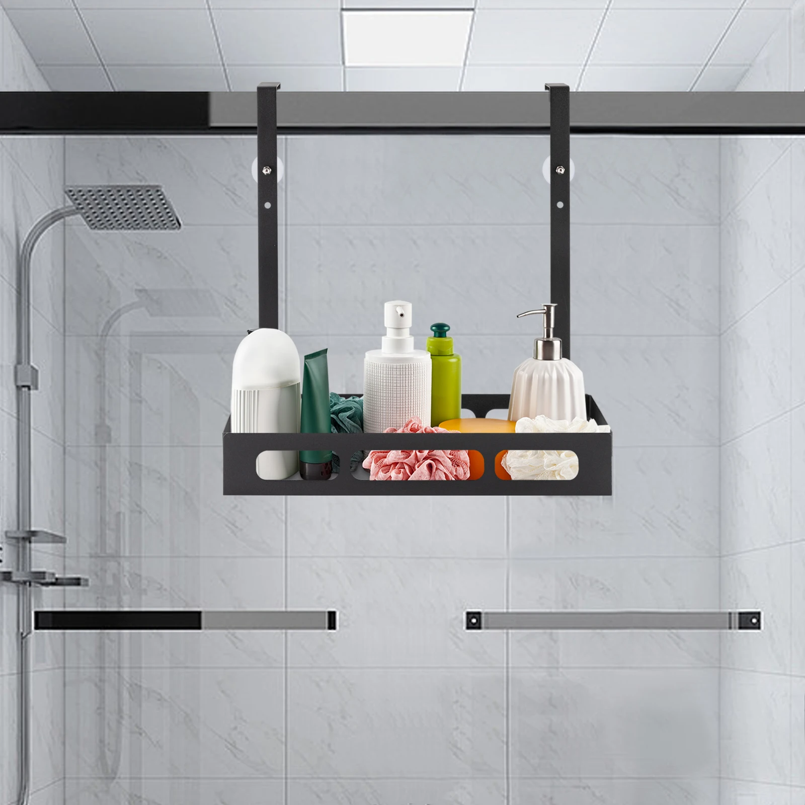 ShowershelfforhangingShowershelfBlackWithoutdrillingCarbon