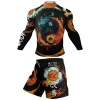 Hot Mock Neck Martial Arts Wear Custom-Made MMA Rash Guard Suit High Quality Men Bjj Fitness/Grappling Rash Guard And Short Sets 6