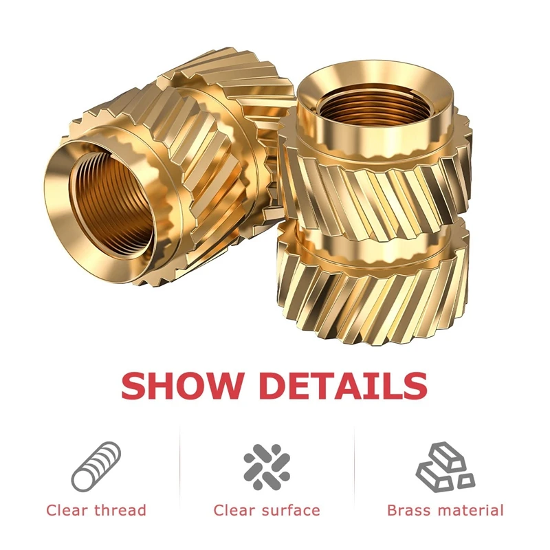 3D Printer Brass Insert 120Pcs M3X5.7-OD4.6 Thread Knurled Brass Threaded Heat Set Heat Resistant Insert Embedment Nut For 3D Printer