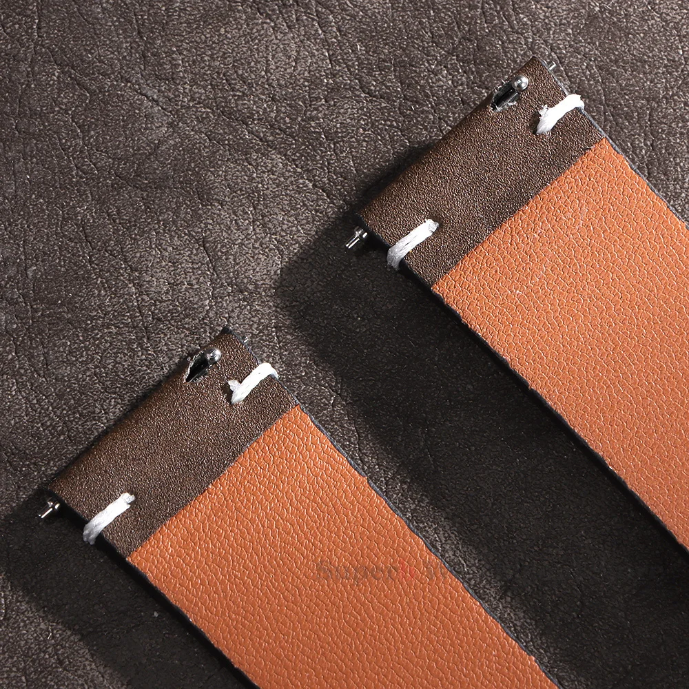 Vintage Cowhide Leather Quick Release Watch Strap with Stitching Details