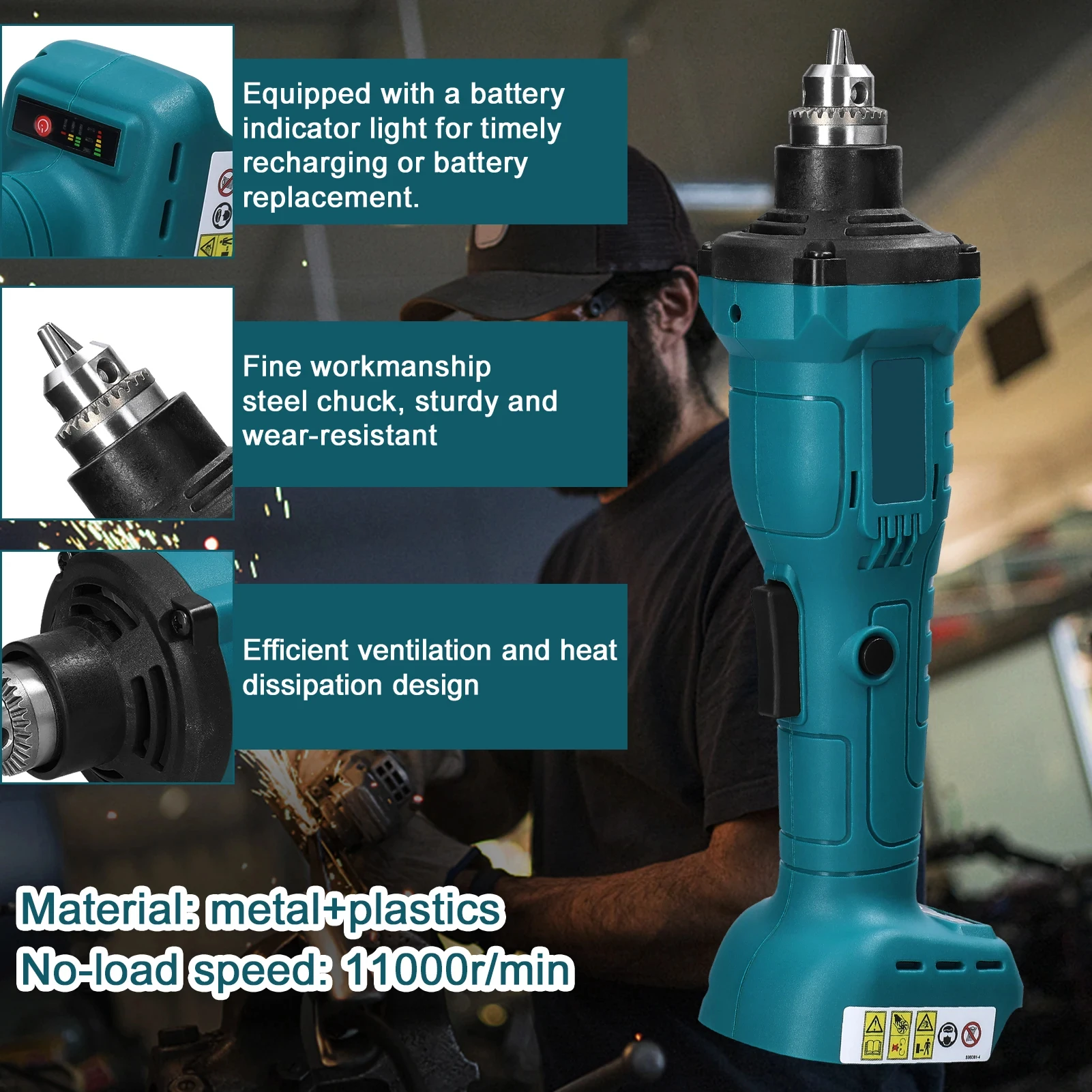 Brushless Grinder 6mm Chuck Electric Polishing Grinding Milling Machine 6-speed Adjusatble Engraving Tool for Makita Battery 2