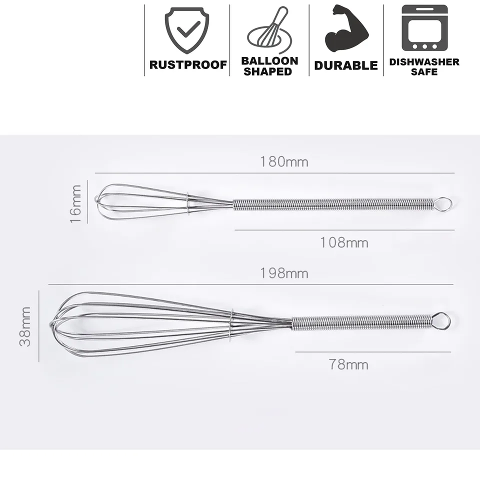 Set Di 6 Mini Fruste In Acciaio Inox 17,8 Cm - Piccole, Portatili, Per Montare E Mescolare In Tazza - Manico Ergonomico, Ideali Per Cucina E Campeggio