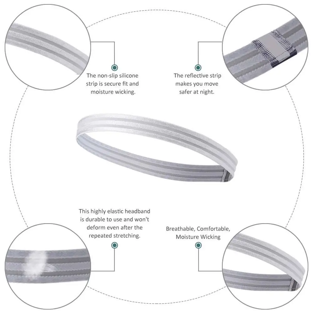 Description Picture 4 of item1Pc Anti-slip Women Sweatbands Football Yoga Pure Hair Bands Elastic Rubber Thin Sports Headband Men Hair Accessories Headwrap