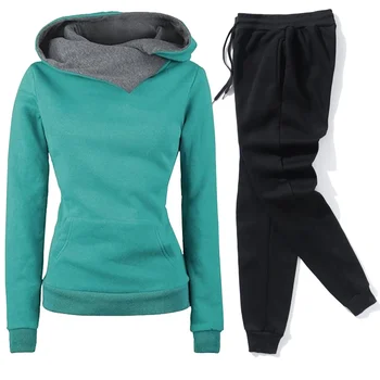 Clothing Sets Pullovers Sweatshirts Sports Suit Outfits Female Jogging Hoodies+Pants Women Tracksuit Winter Warm Two Piece Set