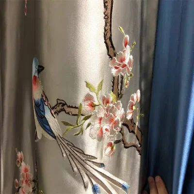 Neue luxuriöse chinesische hochpräzise bestickte Vorhänge Bildschirme Wohnzimmer Schlafzimmer benutzer definierte Stick vorhänge