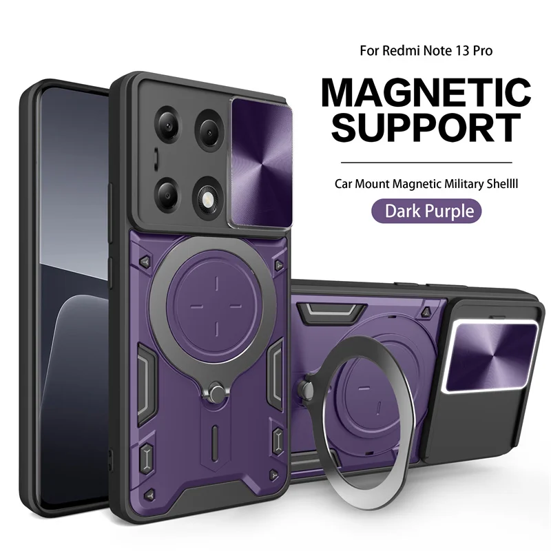 Rugged Armor Case with Slide Camera Protector & Ring Stand