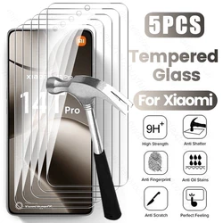 5-Pack Tempered Glass Protective Case & Screen Protector for Xiaomi 14T Pro (HD Clear Transparent)