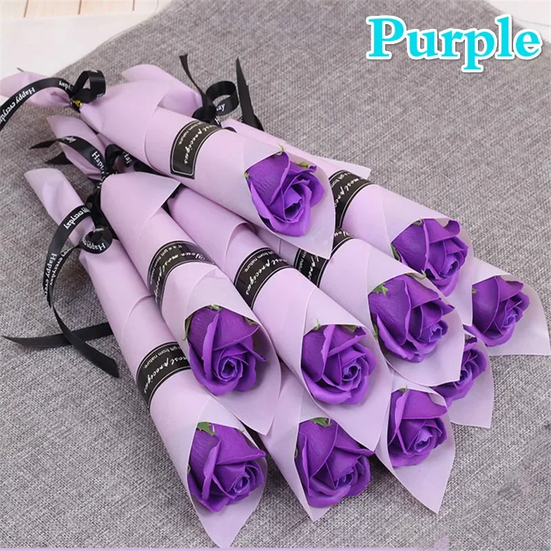 10 PCs Artificial Rose Flower Soap Bouquet Wedding Flower Decoration Multicolor Fake Roses
