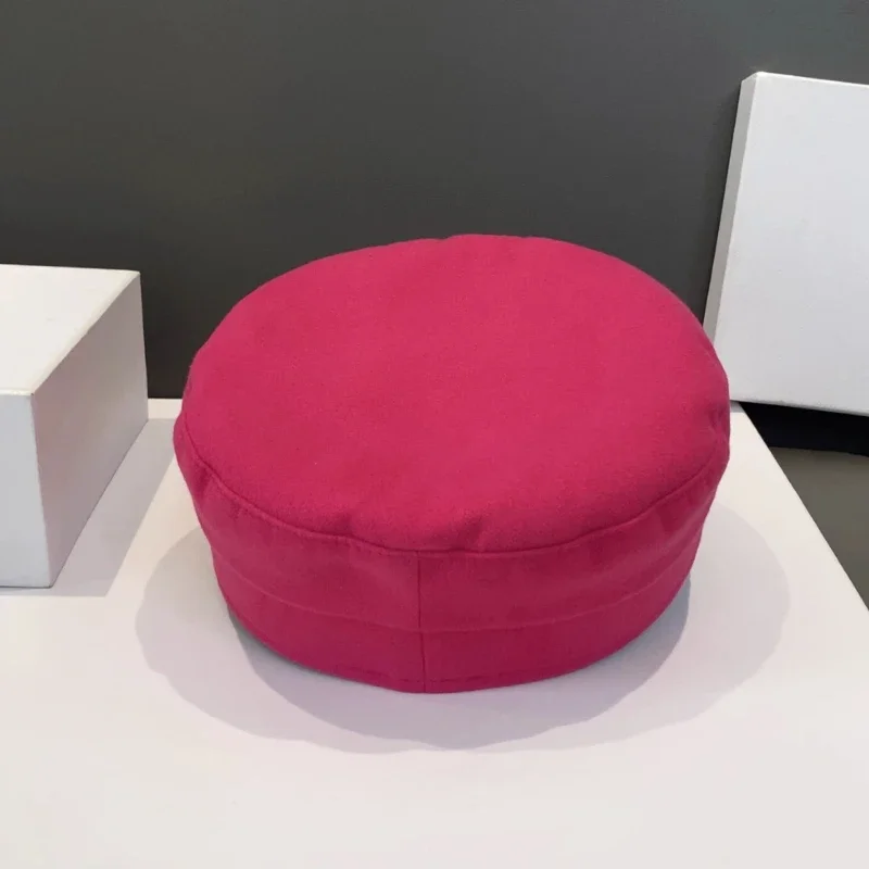 Autumn Winter Hats New Wool Newsboy Caps for Women Hot Pink Letter Baker Boy Caps Fashion Versatile British Retro Beret