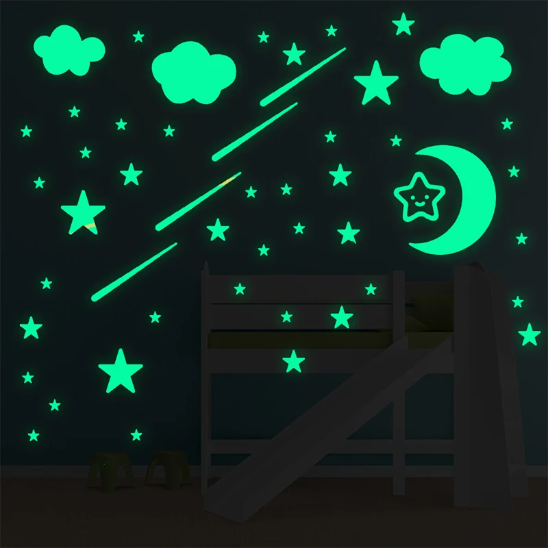 New Luminous 3D Stars Dots Wall Sticker for Kids Room Bedroom Home Decoration Glow In The Dark Moon Decal Fluorescent Stickers