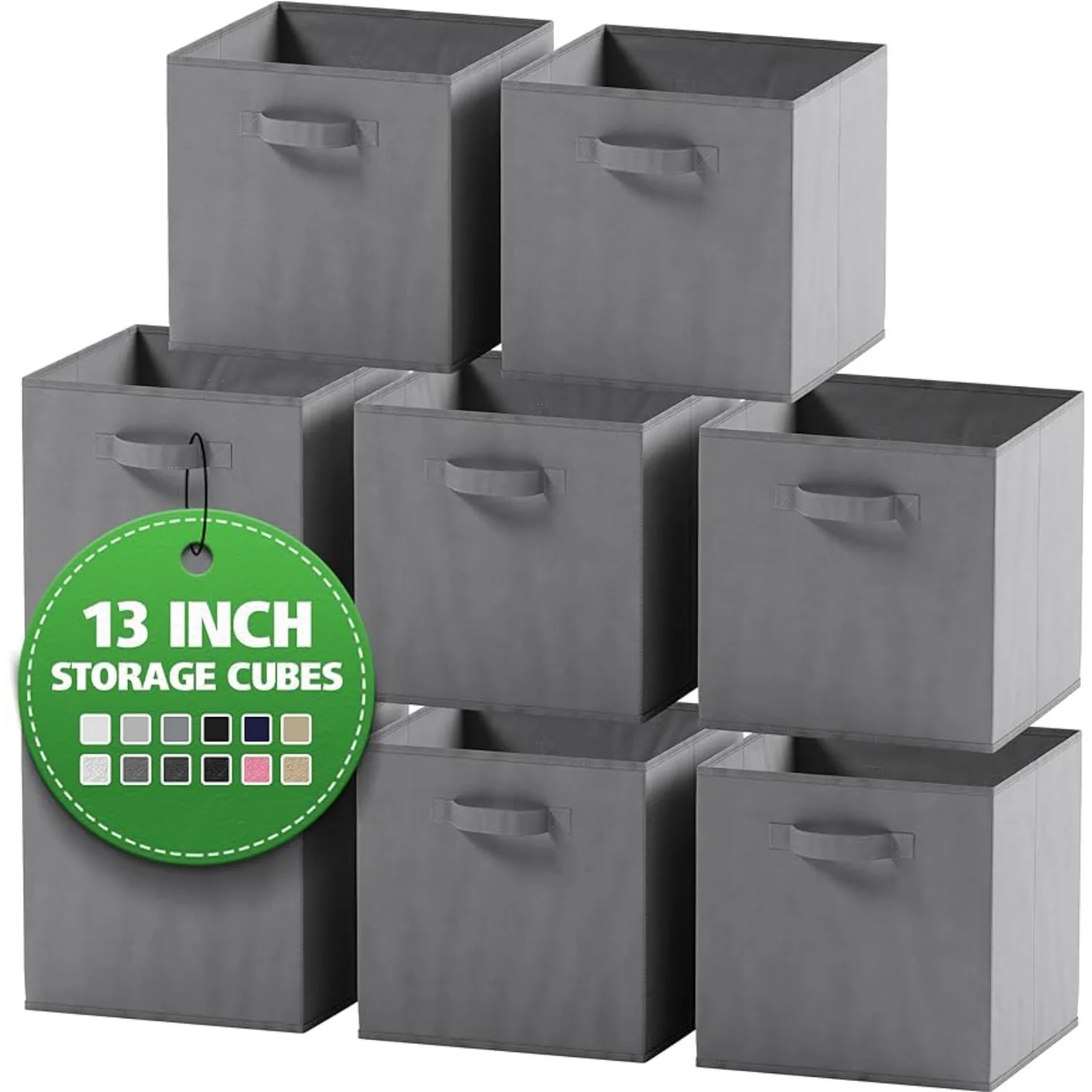 

13 In Fabric Storage Cubes for Cube Organizer - 8 Pack Heavy Duty Grey Bins - Cube Storage Bin, Use As A Clothes Storage Box