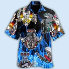  2023 Locomotive Hawaiian Men's Shirt Casual Chemises Homme Summer Fashion Mechanical Cool Short Sleeve Collar Tops Designer 