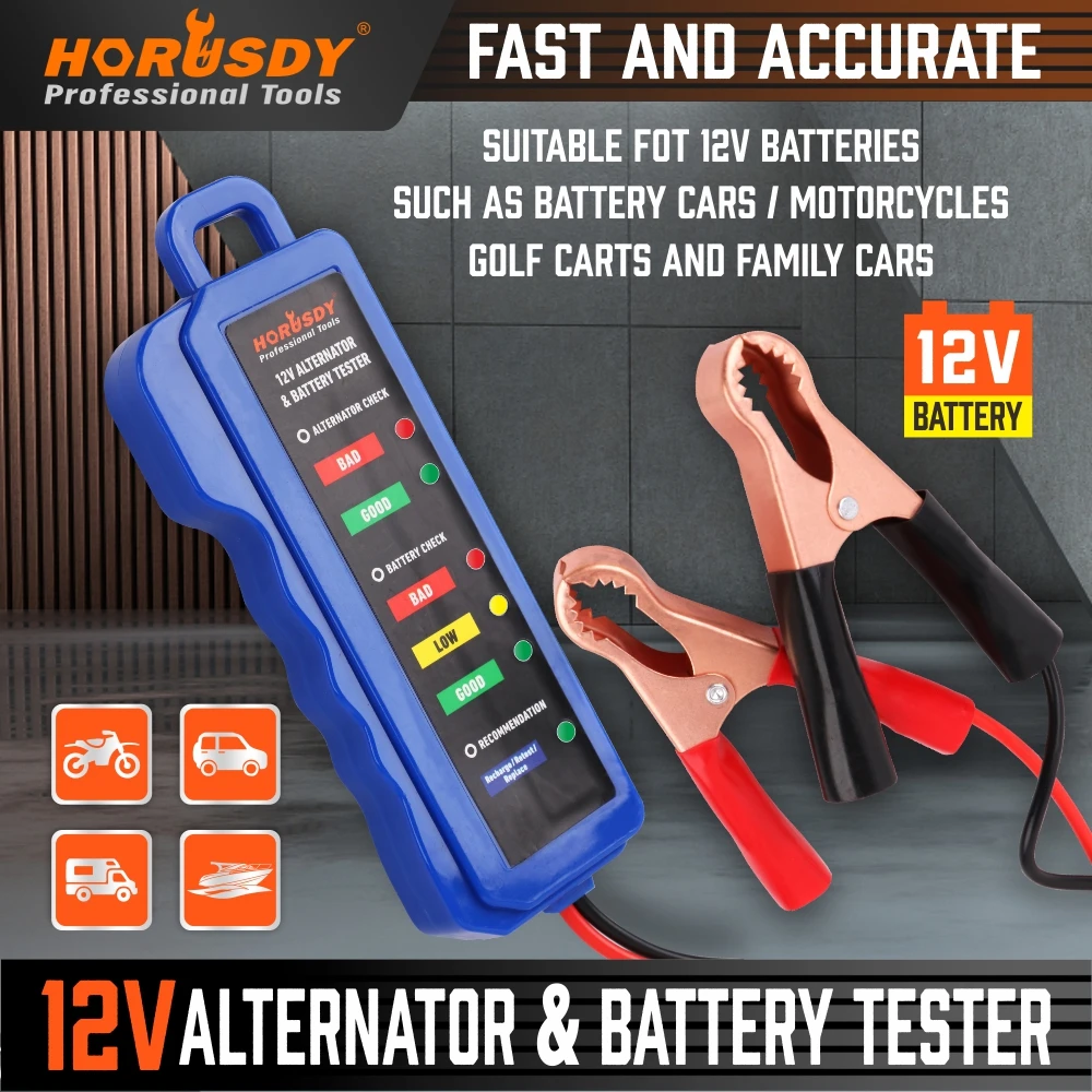 

Тестер автомобильного аккумулятора переменного тока, 12 В, 6 светодиодов