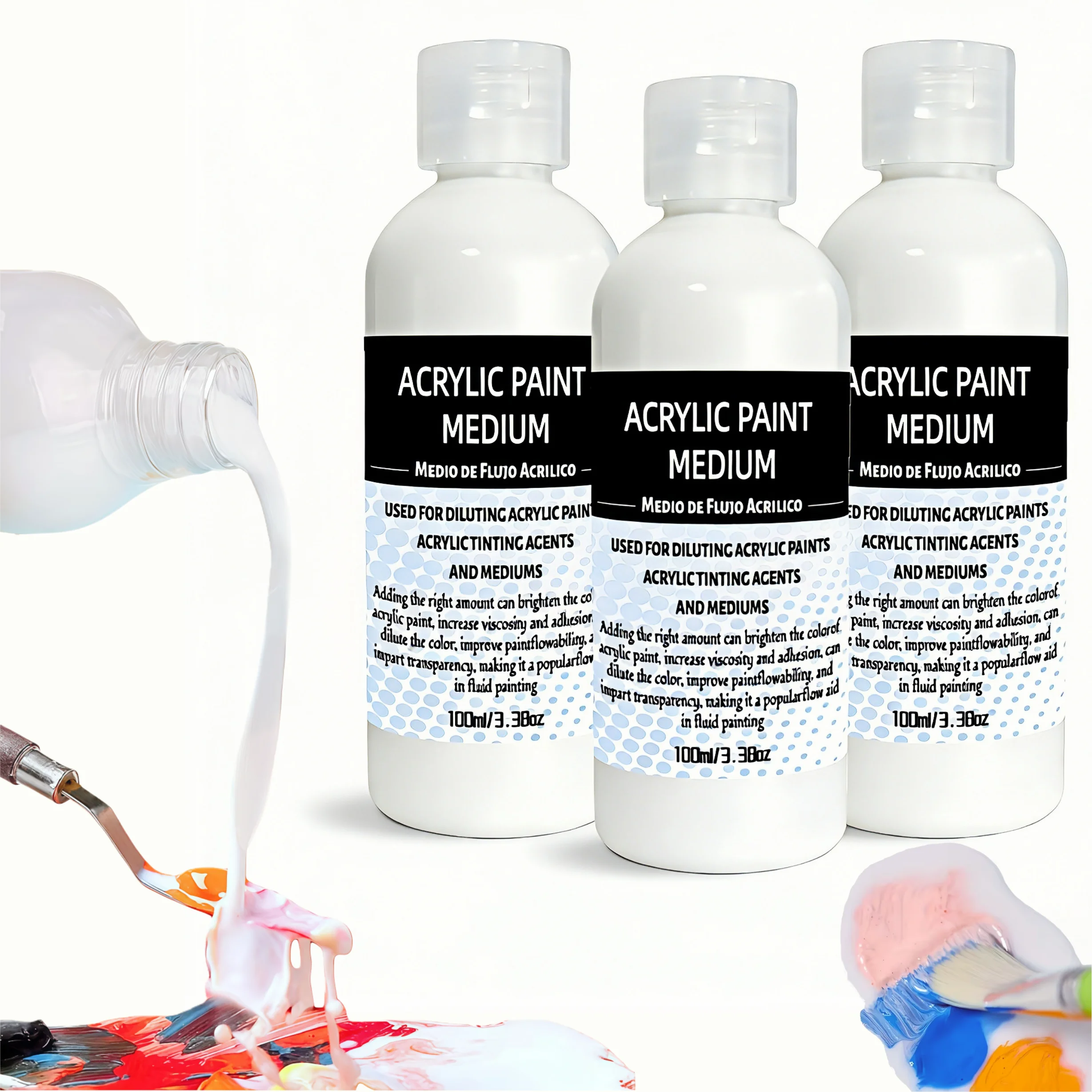 Pouring Medium, Premium Acrylic Medium For Fluid Art, High Flow Paint Thinner, Gloss Finish_voghion.com