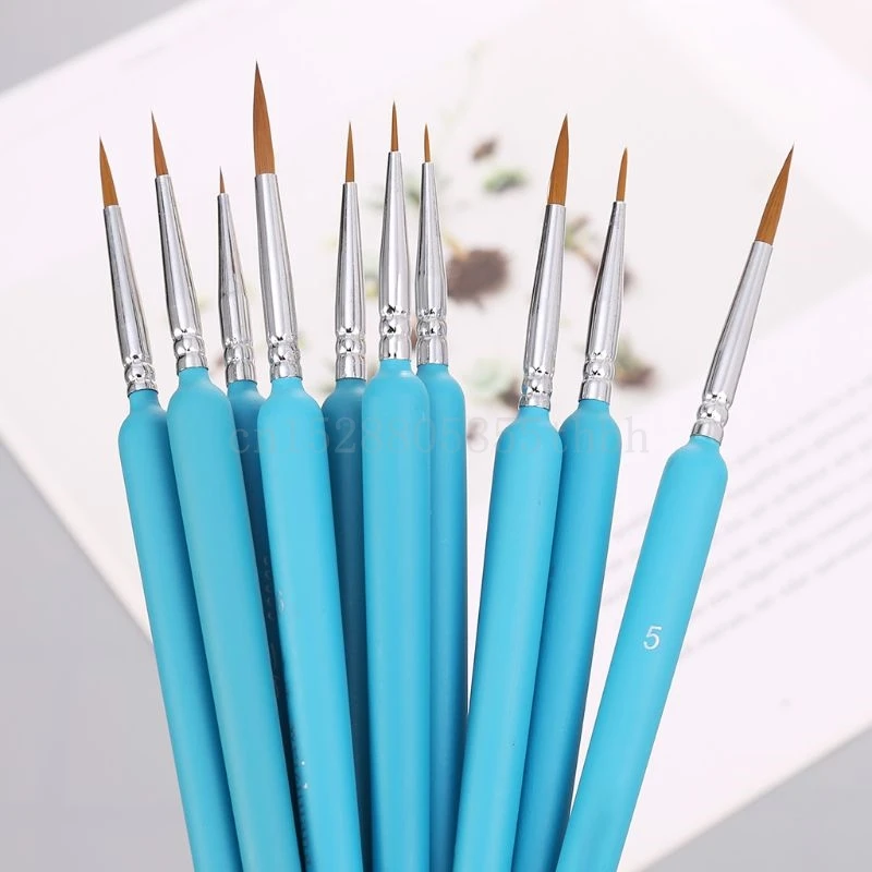 9 Pcs/Set Watercolor Brush Round Tip Detail Paint Brushes Set Hook Line Pen Art Supplies for Oil/Gouache/Watercolor/Acrylic 24pcs acrylic paint brushes set round