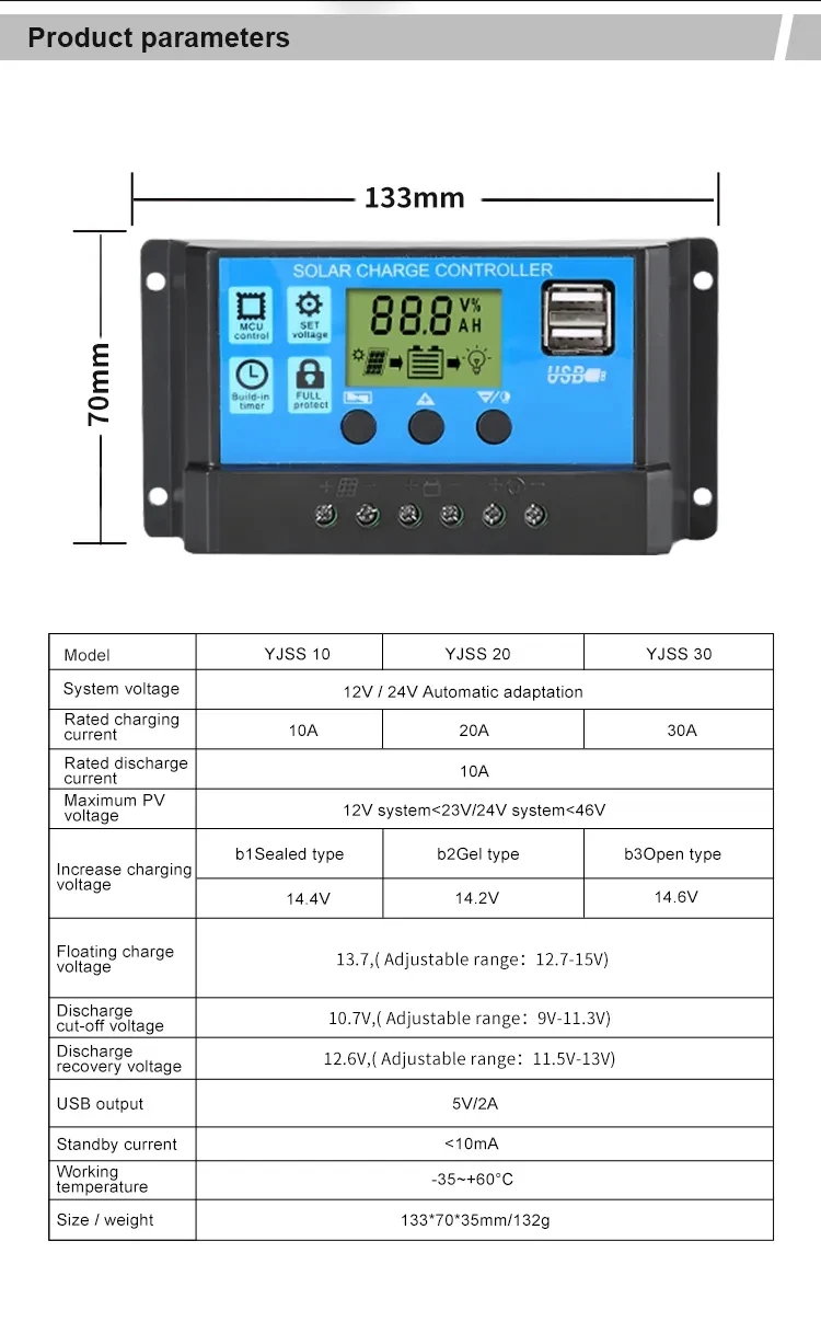 Description Picture 3 of item300W 18V car battery solar panel System kit solar charger portable flexible solar panel controller 2USB output Smart Camping
