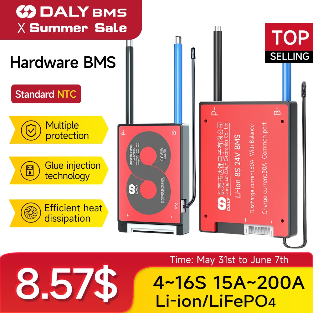 DALYBMS18650 NTC 10S 36V 13S 48V 20A 40A 60A Li-ion Battery With Balance Low High Temperature Cut Off Protection Ebike Escooter