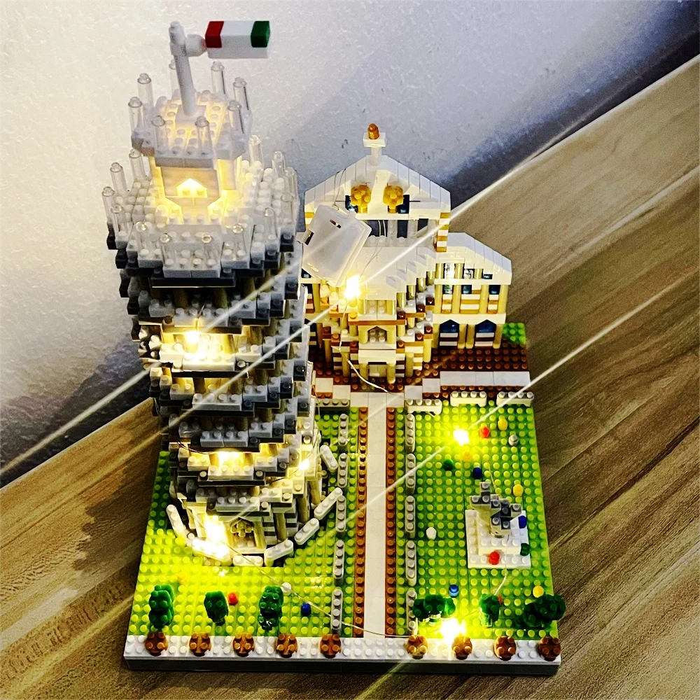 Knew construido LED-Lit Pisa Tower modelo arquitectónico Micro