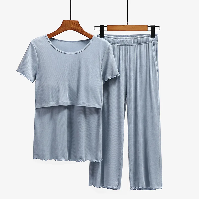 Maternity Clothes set Nursing Sleepwear Breastfeeding Nightwear for Pregnant Women Pregnancy Breast Feeding Pajamas Suits