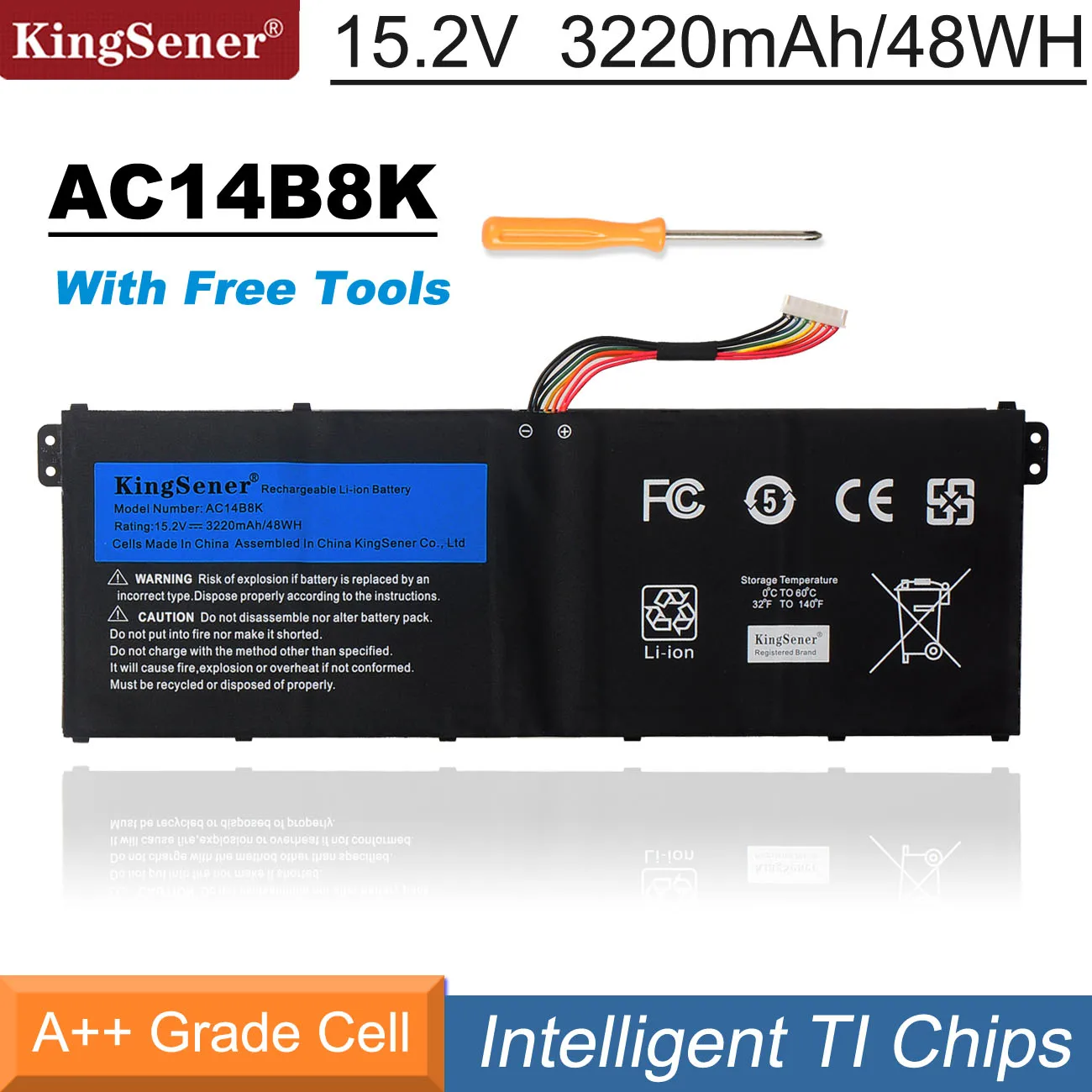 Batteria Per Laptop Kingsener Ac14B8K Per Acer Nitro 5 An515-51 Predator Helios 300 N17C1 Per Acer Aspire 5 A515-51G N17C4 A717-71G