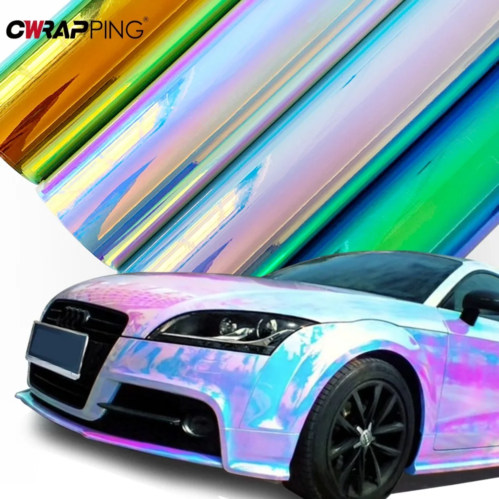 135cm Car Wrap Air Free Bubble Holographic Rainbow Sticker Color Change ...