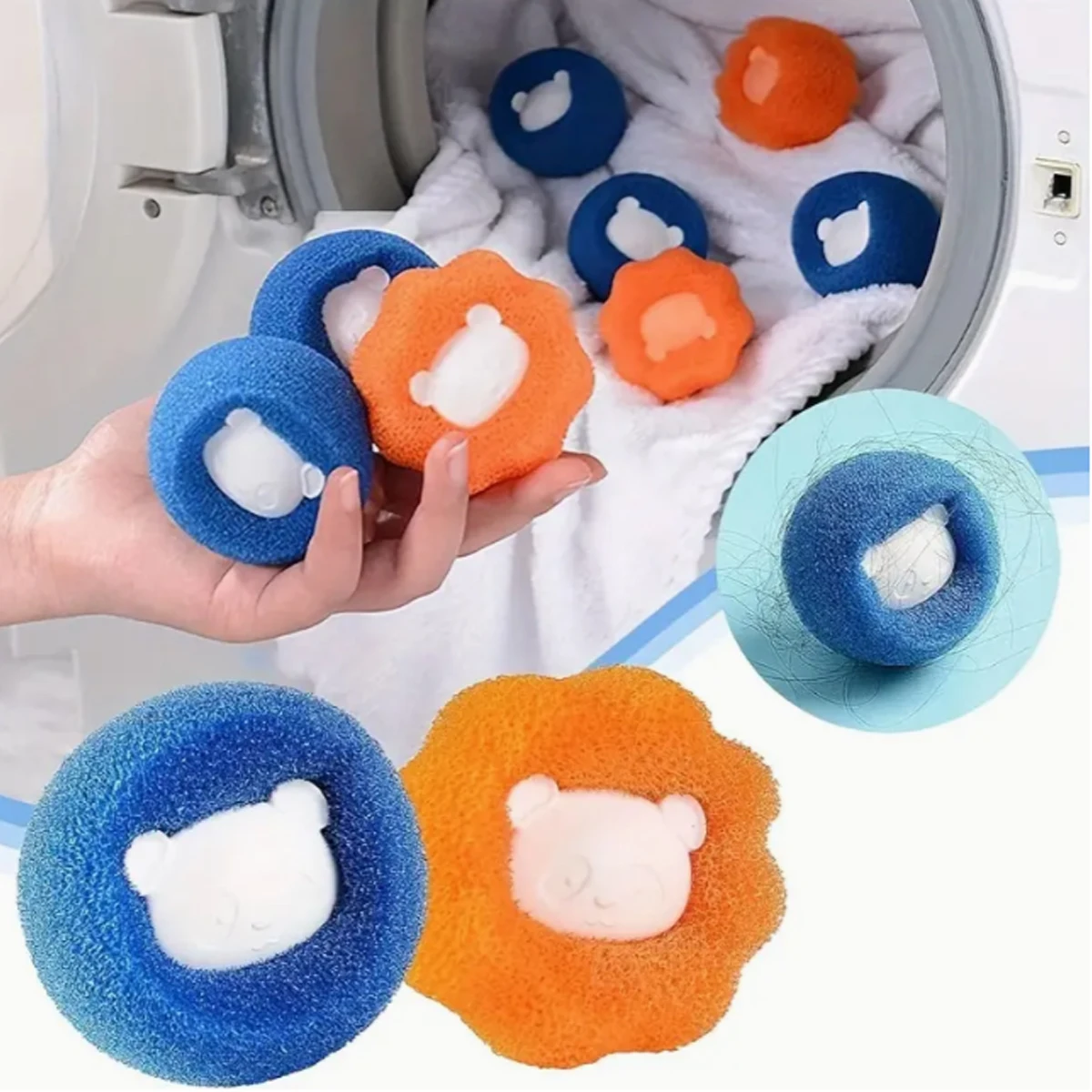 Washing Machine Cleaning Balls Powerful Stain Remover Magic Hair Catcher Pet Laundry Hair Remover 8PCS laundry ball