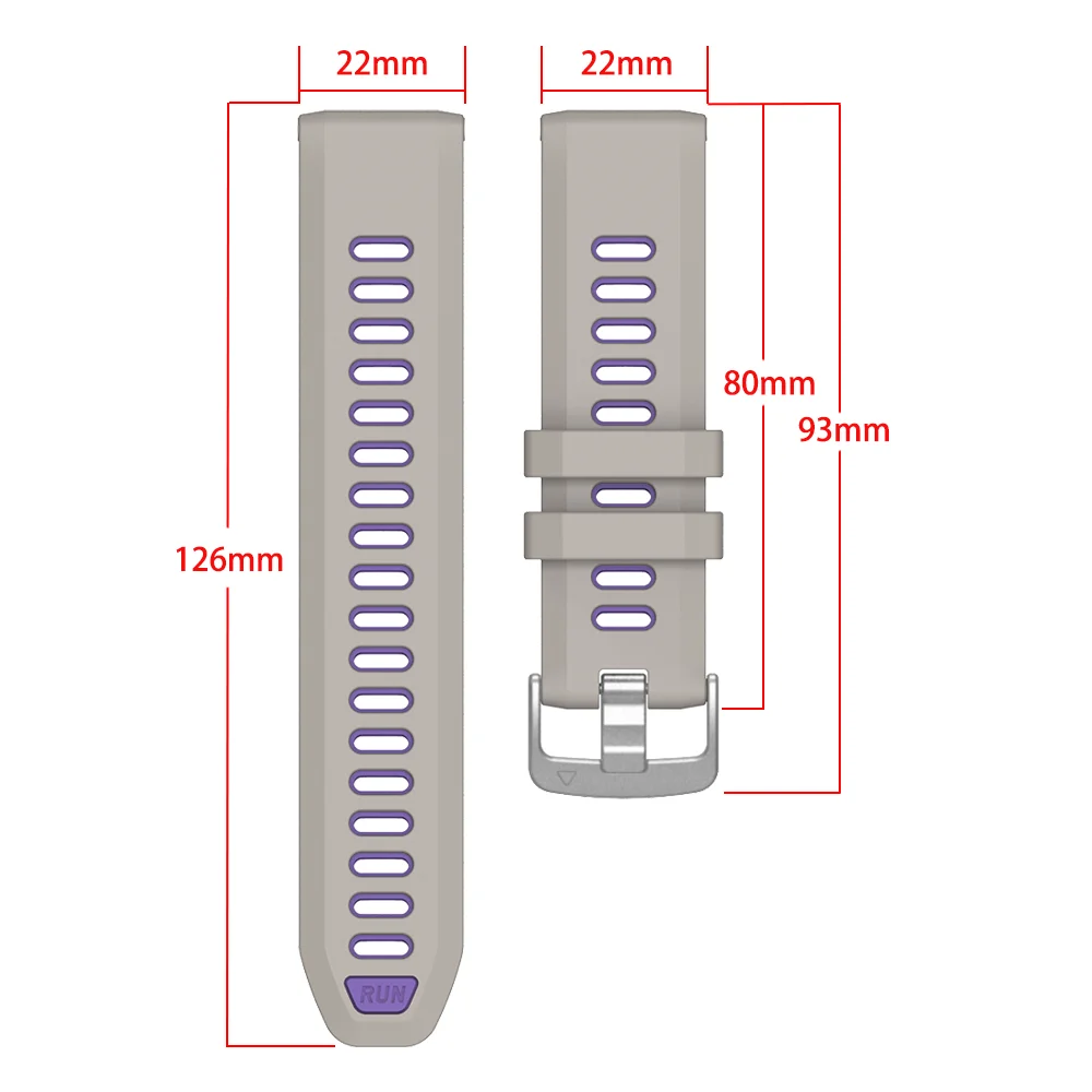 Sport Silicone Strap, 22mm - Versatile Watch Band and Wristband Bracelet