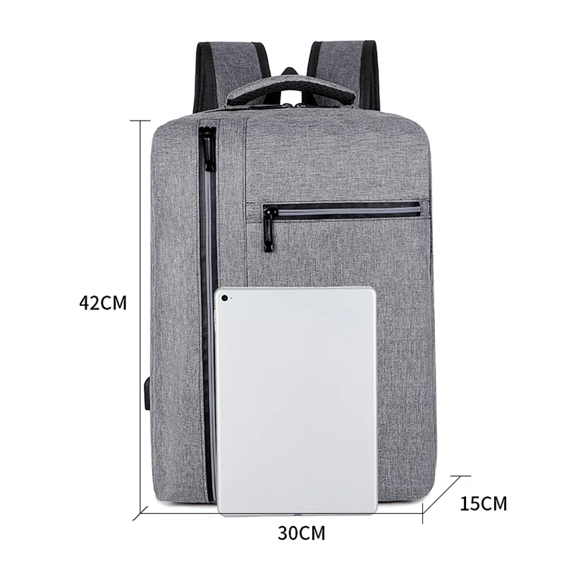 Mens Backpack With USB Charging Laptop Bag Waterproof Oxford Cloth Rucksack Male Business Travel Bagpack Reflective Strip Design